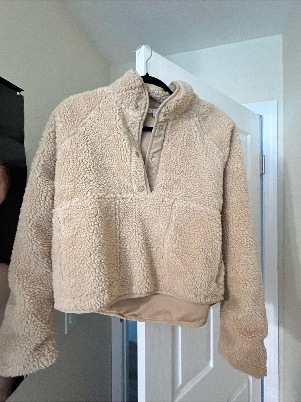 HYFVE Cream Teddy Sherpa Snap Pullover Jacket